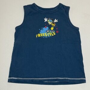 Disney Mickey Mouse Tank Top Kids Freestyle Skateboard Graphic Blue y2k